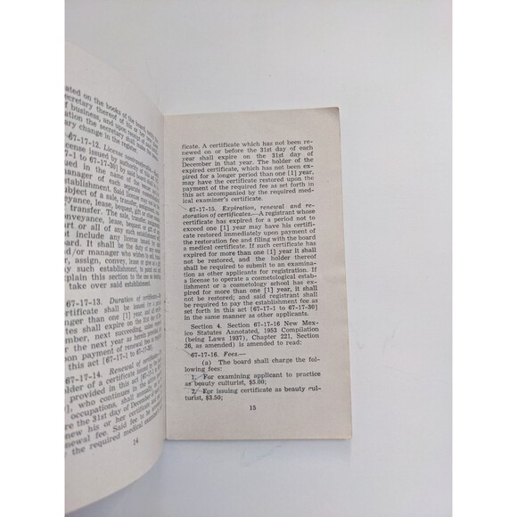 Statutes Governing the Practice of Cosmetology in the State of New Mexico 1963 - Picture 7 of 7